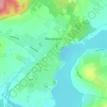 Carte topographique Blessington, altitude, relief