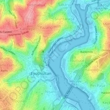 Carte topographique Bahariye Adaları, altitude, relief