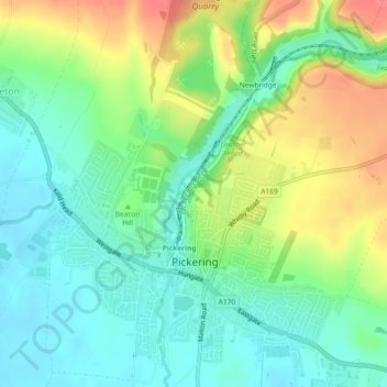 Carte topographique Pickering Beck, altitude, relief