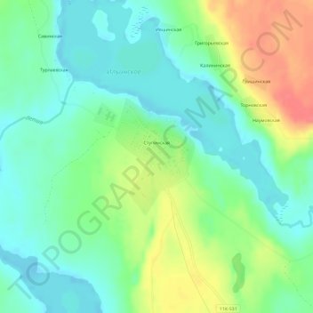 Carte topographique Ступинская, altitude, relief