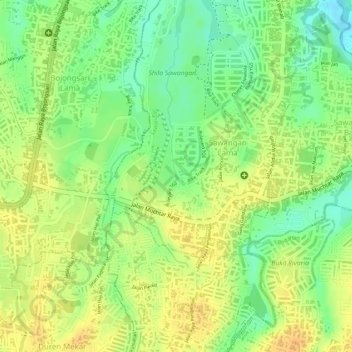 Carte topographique Danau, altitude, relief