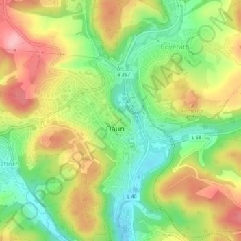 Carte topographique Burg Daun, altitude, relief