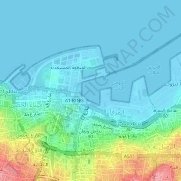 Carte topographique Bassin n°1, altitude, relief