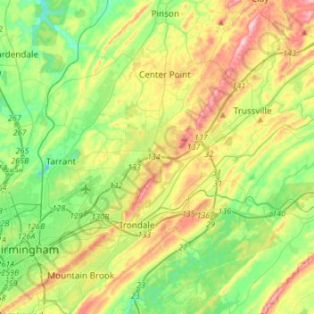 Carte topographique Red Mountain, altitude, relief