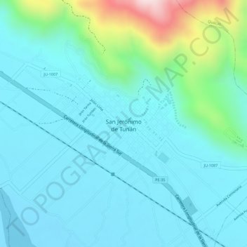 Carte topographique San Jerónimo de Tunán, altitude, relief