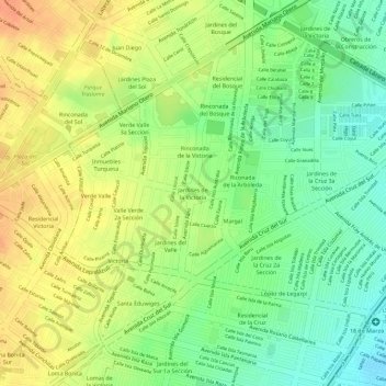 Carte topographique Parque Bosques De La Victoria, altitude, relief