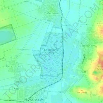 Carte topographique Bingenheimer Ried, altitude, relief