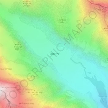 Carte topographique Pasterze, altitude, relief