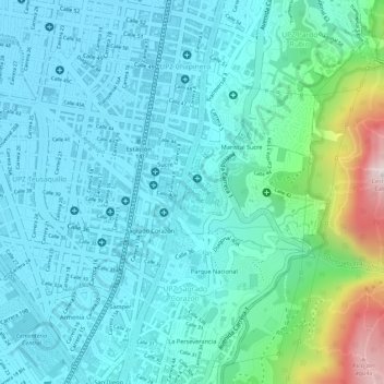 Carte topographique Zona Verde Arquitectura, altitude, relief