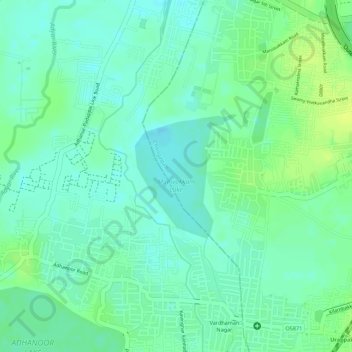 Carte topographique Manivakkam Lake, altitude, relief