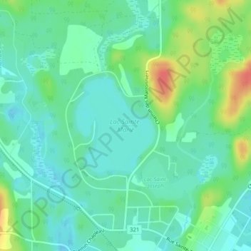 Carte topographique Lac Sainte-Marie, altitude, relief