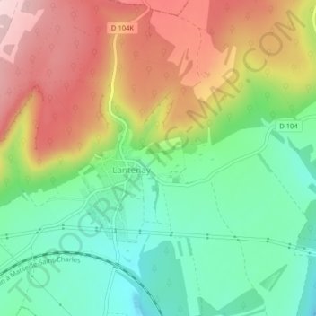 Carte topographique Château de Lantenay., altitude, relief