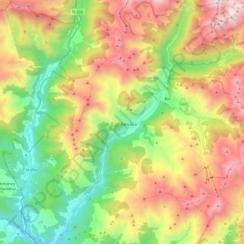 Carte topographique Vall de Boí, altitude, relief