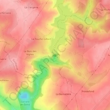 Carte topographique Barrage de la Touche Poupard, altitude, relief
