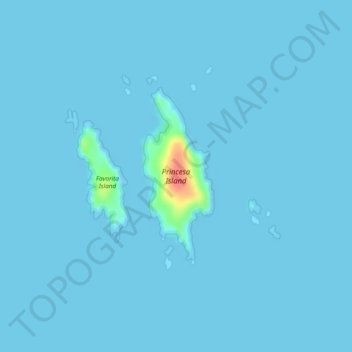 Carte topographique Princesa Island, altitude, relief
