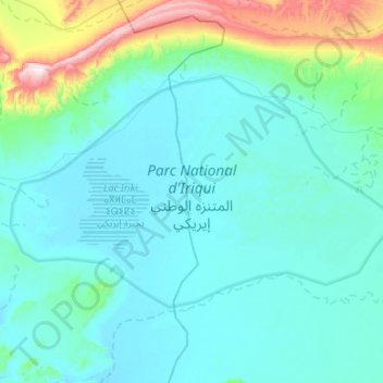 Carte topographique Parc National d'Iriqui, altitude, relief