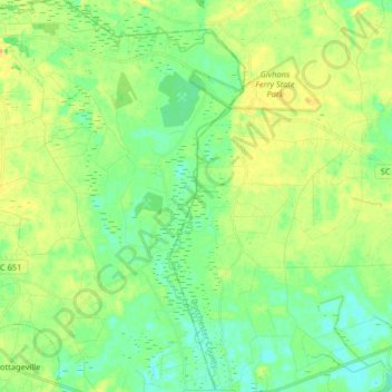 Carte topographique Edisto River, altitude, relief
