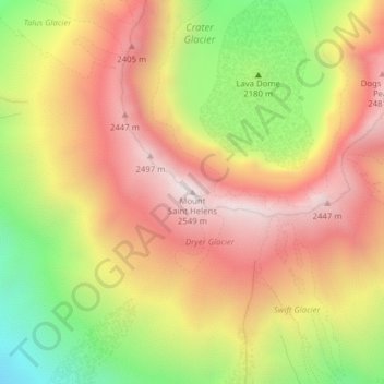 Mount St Helens Topographic Map Carte Topographique Mount Saint Helens, Altitude, Relief