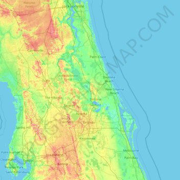 St Johns River Map Carte Topographique St. Johns River, Altitude, Relief