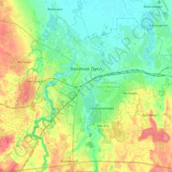 Carte Topographique Velikiye Luki Altitude Relief
