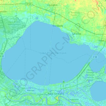 Lake Pontchartrain Fishing Map Carte Topographique Lake Pontchartrain, Altitude, Relief