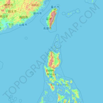 Carte topographique Taïwan, altitude, relief