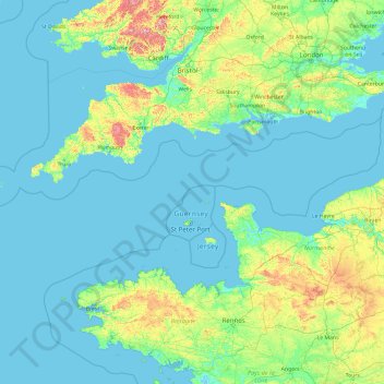 Carte topographique La Manche, altitude, relief