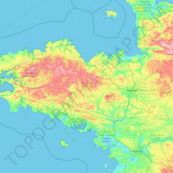 Carte Topographique Bretagne Altitude Relief